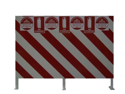 Fire Point Station For 4 Fire Extinguishers With Reflective Stripes & Signage