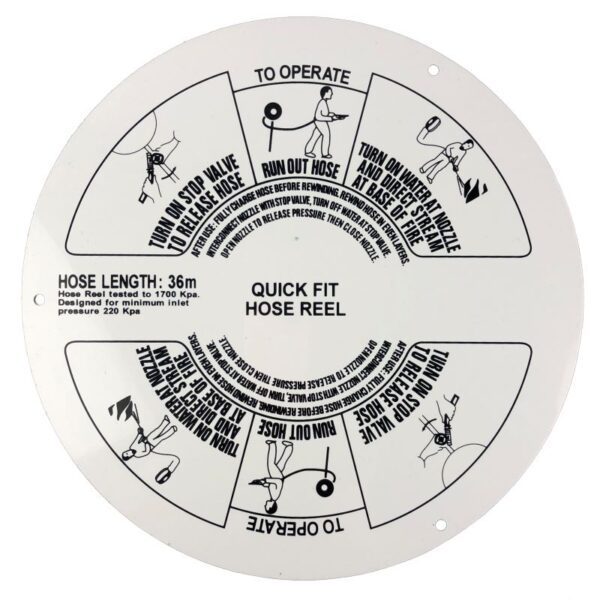 FIRE HOSE REEL INSTRUCTION PLATE
