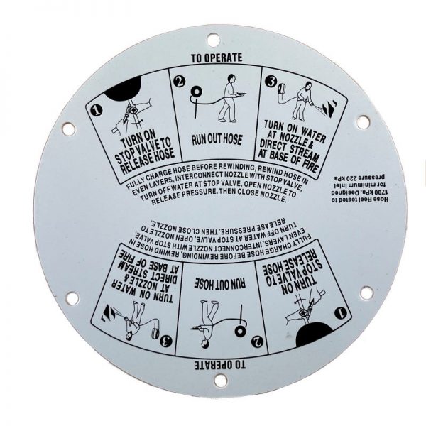 fire hose reel instruction plate