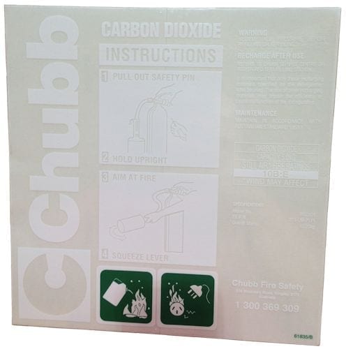 Label CO2 5.0kg Chubb Genuine 10BE 210mm x 210mm