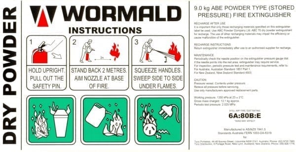 Label DCP ABE 9kg Worm Genuine 6A 80B:E 295mm W x 145mm H