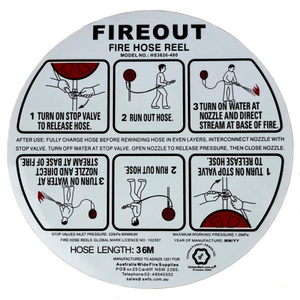 FIRE HOSE REEL LABEL STICKER