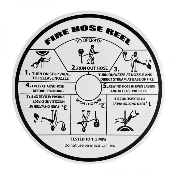 fire hose reel instruction sticker