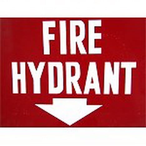 Location Sign Metal Fire Hydrant Arrow Large 600mm W x 450mm H