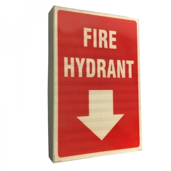 right angle fire extinguisher location sign metal reflective