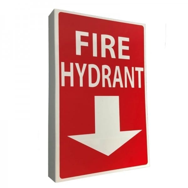 right angle fire hydrant location sign
