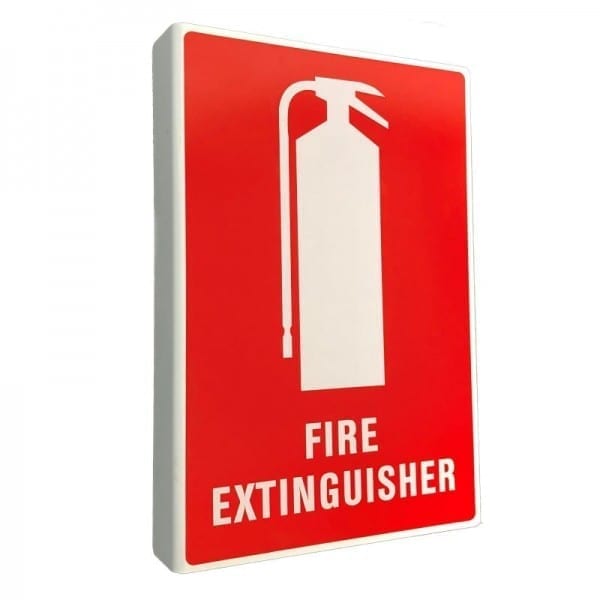 fire extinguisher location sign reflective right angle