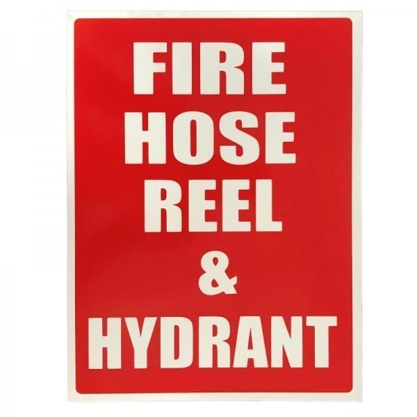 fire hose reel and hydrant location sign