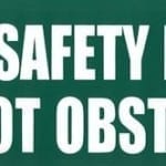 Sign Poly Fire Safety Door Do Not Obstruct White Print Green Back 320mm W x 120mm H