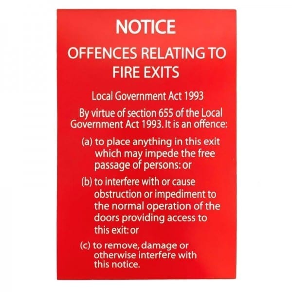 fire exit offences sign