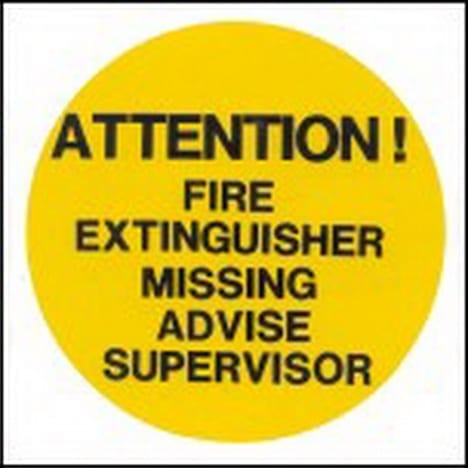 Sign Self Adhesive Extinguisher Missing Blazon 190mm W x 190mm H