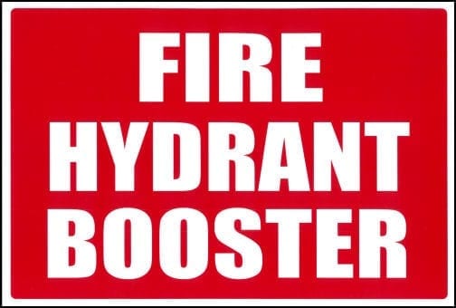 Sign Self Adhesive Hydrant Booster 300mm W x 225mm H