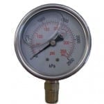 Gauge 2500 kpa Liquid Filled 63mm Dia 1/4 BSP Bottom Entry