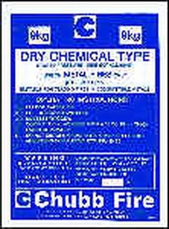 Label DCP Metal Fires Chubb Genuine 180mm W x 250mm H