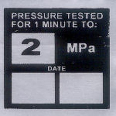 Label Pressure Test Aluminium 2MPa 35mm W x 35mm H