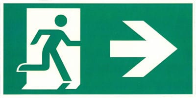 Sign Exit Luminous Running Man Pictograph Right Poly 300mm x 100mm