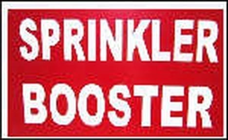 Sign Metal Sprinkler Booster 300mm W x 200mm H