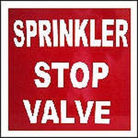 Sign Metal Sprinkler Stopvalve 300mm W x 300mm H
