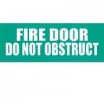 Sign Poly Fire Door Do Not Obstruct White Print Green Back 320mm W x 120mm H