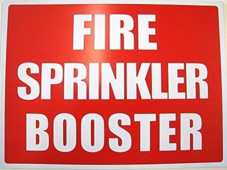 Sign Poly Fire Sprinkler Booster 330mm W x 225mm H