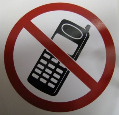 Sign Self Adhesive Do Not Use Mobile Phone Pictograph 100mm Diameter Vinyl