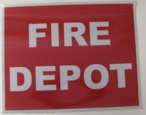 Sign Self Adhesive Fire Depot Reflective Underground 400mm W x 300mm H
